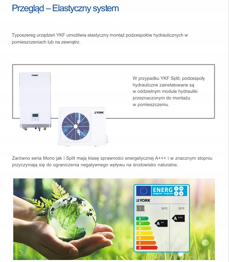 Pompa ciepła YORK YKF10ANB split 10kW Sterowanie WiFi