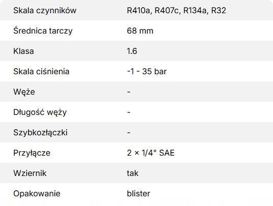 Pojedynczy manometr niskiego ciśnienia VALUE VMG-1-S-L-R32