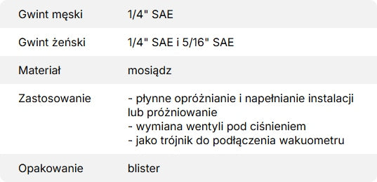 Przyrząd do wymiany wentyli serwisowych Value VCR1 (1/4” x 1/4” i 5/16”)