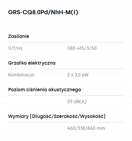 Pompa ciepła Gree Versati Split 8kW 3 fazowa