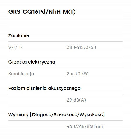 Pompa ciepła Gree Versati Split 16kW 3 fazowa