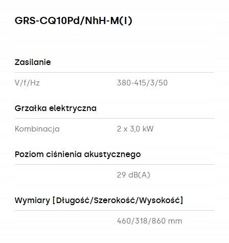 Pompa ciepła Gree Versati Split 10kW 3 fazowa