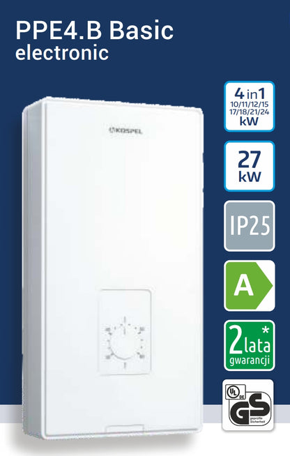 Elektryczny przepływowy podgrzewacz wody Kospel PPE4.B Basic do 15kW
