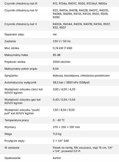 Stacja odzysku palnych czynników chłodniczych VALUE VRDDF
