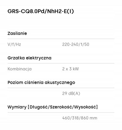 Pompa ciepła Gree Versati Split 8kW