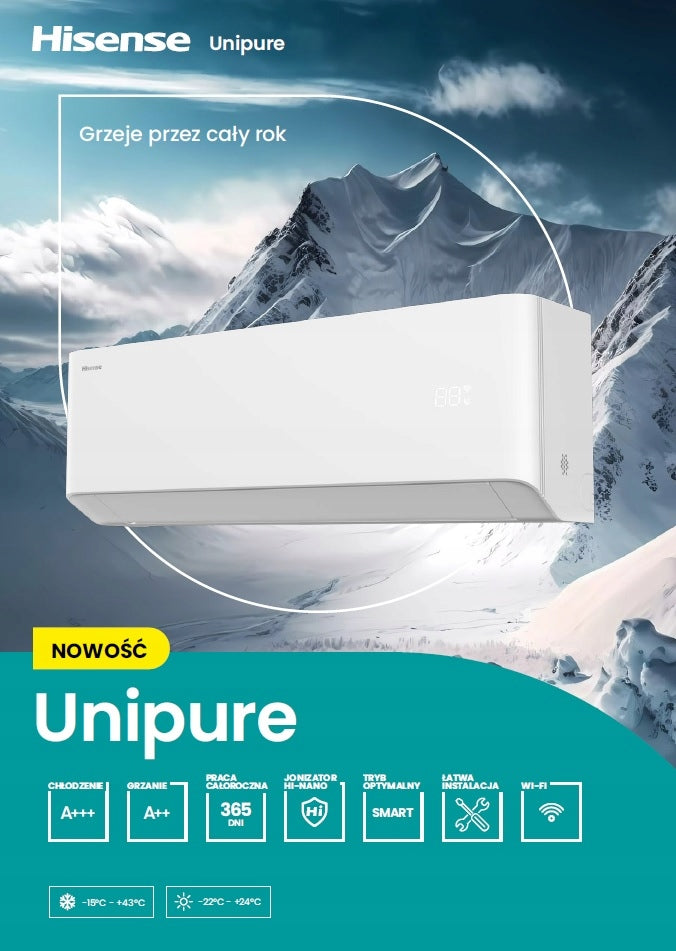 Klimatyzator ścienny z grzaniem Hisense Unipure 7,0 kW z WiFi HB70KW0A
