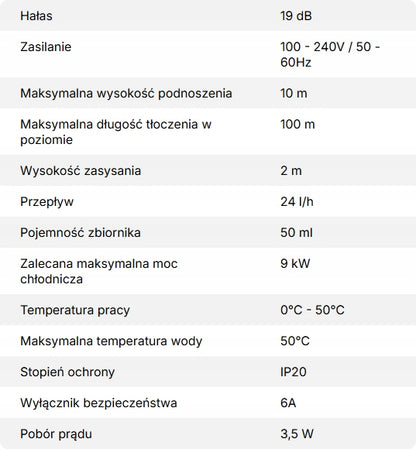Cicha pompka skroplin S1 VALUE 24 l/h