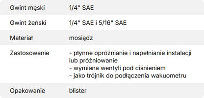 Przyrząd do wymiany wentyli serwisowych Value VCR1 (1/4” x 1/4” i 5/16”)
