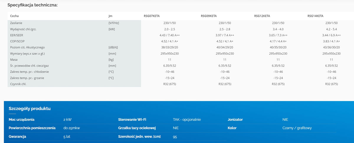 Klimatyzator japoński Fuji Electric 40m2 grzanie Klimatyzacja Grzanie