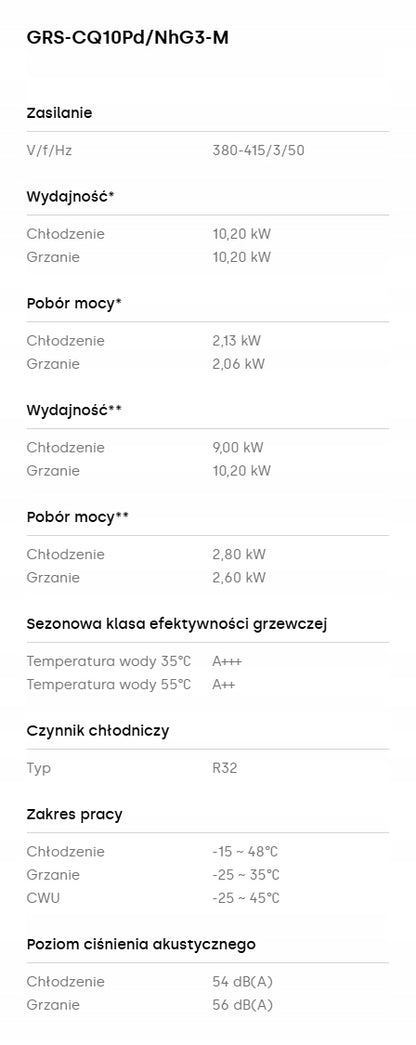 Pompa ciepła Gree Versati Monoblok 10,2kW 3-fazowa