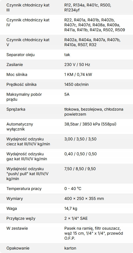 Stacja odzysku czynnika chłodniczego VALUE VRR24L-OS-R32