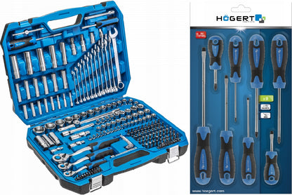 Zestaw narzędziowy Hogert HT1R444, 222 sztuk, CrV, grzechotki 72 T