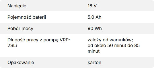 Akumulator litowo-jonowy do pomp akumulatorowych VALUE VB-518