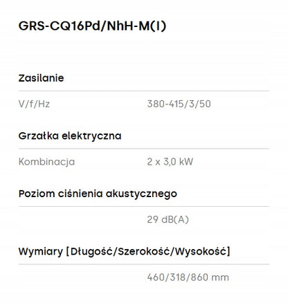 Pompa ciepła Gree Versati Split 16kW 3 fazowa