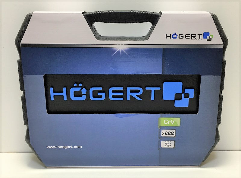 Zestaw narzędziowy Hogert HT1R444, 222 sztuk, CrV, grzechotki 72 T
