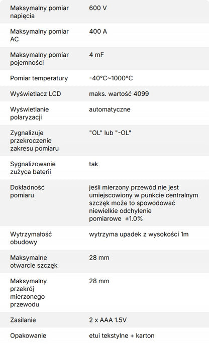 Ręczny miernik cęgowy VALUE VMC-1