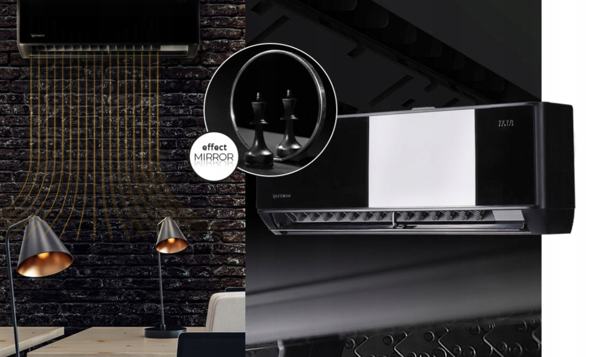 Klimatyzacja ścienna Rotenso TETA Mirror Czarny 3,5KW ogrzewanie, Windless