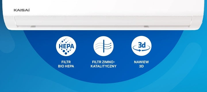 Klimatyzator ścienny KAISAI Fly 5,3kW WiFi HEPA Grzanie Wydajny Model 2026