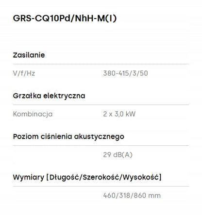 Pompa ciepła Gree Versati Split 10kW 3 fazowa