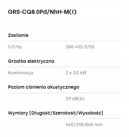 Pompa ciepła Gree Versati Split 8kW 3 fazowa