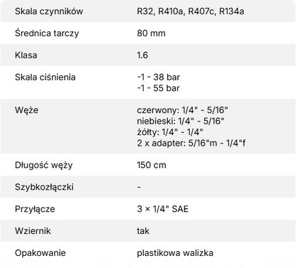 Zestaw 2 kompletów manometrów VALUE VMG-2-R32